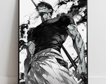 Toji Fushiguro Zenin Manga Print, Jujutsu Kaisen Black White Minimalist Poster (Digital Download)