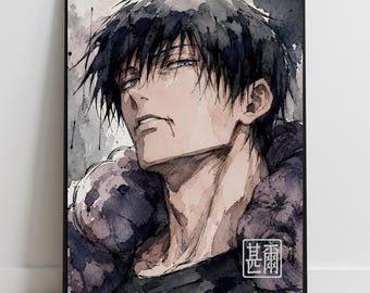 Toji Fushiguro Zenin Manga Print, Jujutsu Kaisen Black White Minimalist Poster (Digital Download)