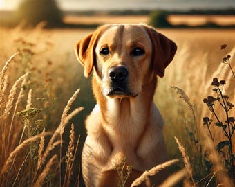 Golden Labrador Art Print: Elegant Dog Portrait (Digital Download)
