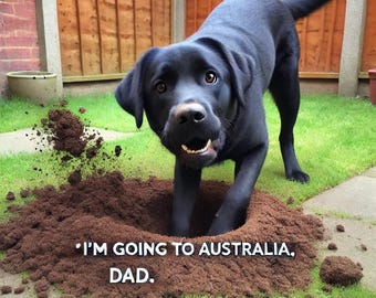 Impresión divertida de un labrador negro: Arte de perro travieso (descarga digital)