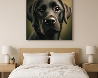 Impresión artística de un labrador negro: Retrato realista de perro (descarga digital)