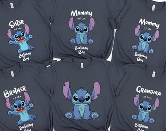 Personalisiertes Stitch Geburtstags-Shirt, passendes Disney-T-Shirt für die ganze Familie