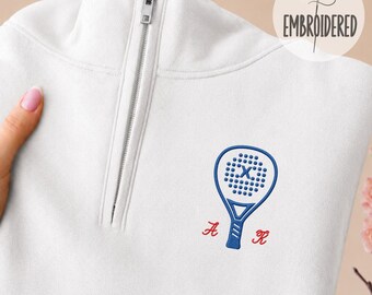 Personalized Name Initials Tennis Player Quarter Zipper Sweatshirt