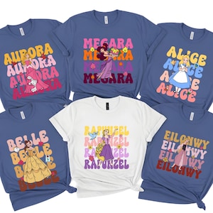 Camiseta con el nombre de Barbie, camiseta gráfica de princesa colorida, camiseta retro de dibujos animados para niñas, linda camiseta con personaje de cuento de hadas, regalo para amantes de Disney
