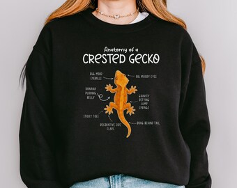 Anatomy of Crested Gecko Sweatshirt, Reptile Lover Gift