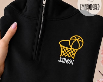 Custom Embroidered Handball Quarter Zip, Personalized Name 1/4 Zip Sweater, Game Day Outfit
