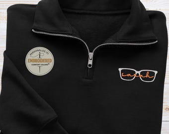 Sudadera con cremallera de un cuarto para técnico de optometría bordada, suéter con bordado personalizado para asistente de visión