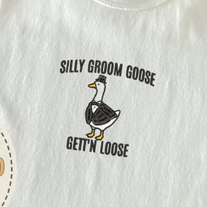 Embroidered Silly Goose Groom T-shirt, Funny Goose Lover Wedding Gift for Fiancé, Matching Couple Newlywed Gift, Bachelor Party Crewneck