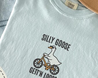 Embroidered Silly Goose T-Shirt: Funny Crewneck, USA Made