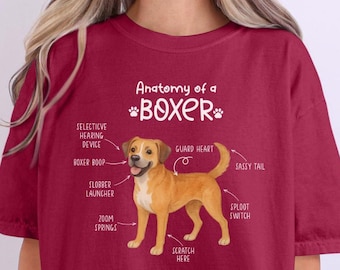 Maglietta con l'anatomia del cane Boxer, idee regalo per gli amanti dei cani, outfit per mamme Boxer, magliette per papà Boxer, maglietta carina per cani, maglietta per animali domestici, magliette per amanti degli animali