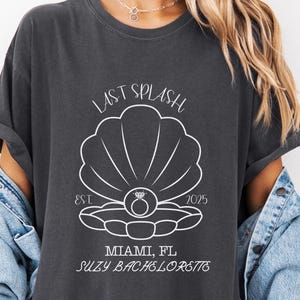 Magliette per addio al nubilato Last Splash, maglietta per addio al nubilato in spiaggia, maglietta personalizzata per addio al nubilato in stile costiero, magliette personalizzate per addio al nubilato con estetica da pescatore