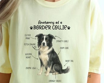 Maglietta con l'anatomia di un Border Collie, regalo per gli amanti dei cani