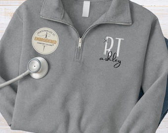 Embroidered Radiology Technologist Pullover : Personalized Rad Tech Quarter Zipper