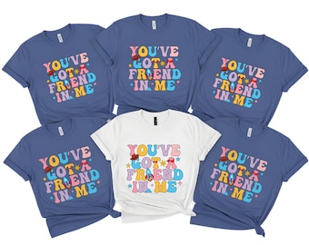 Maglietta coordinata per la famiglia di Toy Story retrò, maglietta "Hai un amico in me"