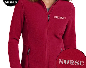 Embroidered Nurse Full Zipper Jacket, Personalized Nursing School Sweatshirt, Custom Student Nurse Gift