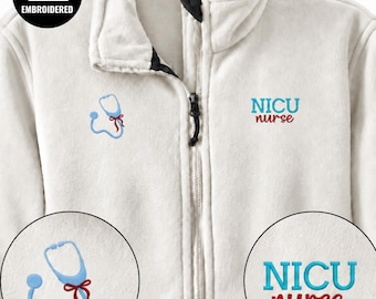 Embroidered Neonatal Intensive Care Unit Sweatshirt, NICU Nurse Fleece Jacket, Newborn Care Nursing Graduation Gift