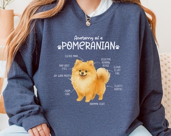 Anatomy of Pomeranian Dog Sweatshirt, Pomeranian Mom Outfit