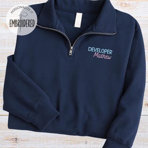 Besticktes Sweatshirt mit Reißverschluss, Benutzerdefiniertes Namensshirt, Programmier-Sweatshirt