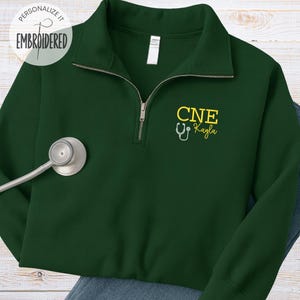 Embroidered Continuing Nursing Education Quarter Zip, CNE Stethoscope Pullover
