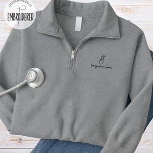 Geborduurd echografie-sweater met kwartrits, gepersonaliseerde echografie-echografie-trui