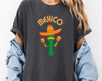 Comfort Colors Mexico Country Shirts, Travel Mexican Gift, Cowboy Cactus T-shirts
