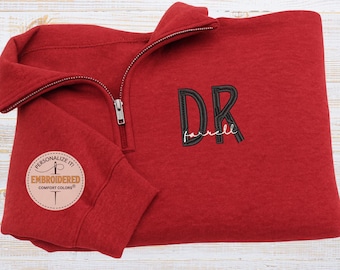 Sudadera con cremallera de un cuarto bordada de doctor, regalo de graduación con bordado de doctor personalizado, sudadera de cirujano