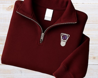 Monogram Embroidered Quarter Zip Sweatshirt, Custom Initials Embroidery Shirt