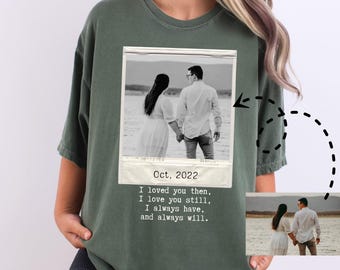 Camiseta personalizada com foto e ano, presente de aniversário personalizado