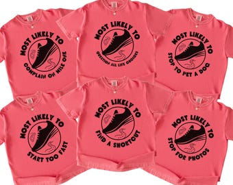 Most Likely To Custom Running Group Shirts, Funny Personalized Race Day Team Pullover