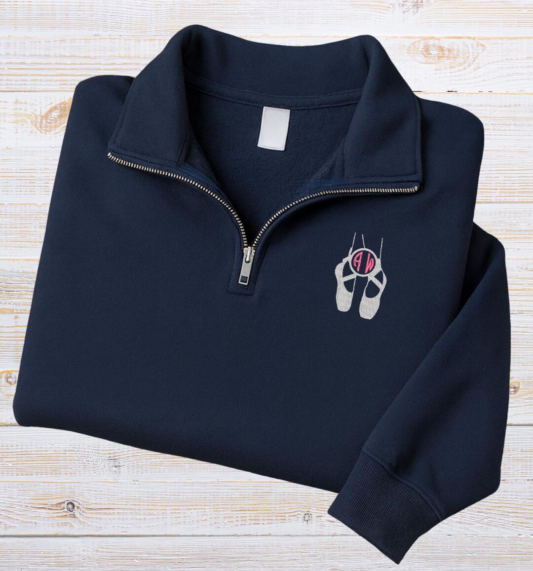 Embroidered Ballet Quarter Zip Sweatshirt, Custom Embroidery Ballet ...