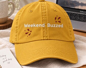 Embroidered Weekend Buzzed Baseball Cap,  Funny Drinking Hat, Party Gift for Cocktail Lover