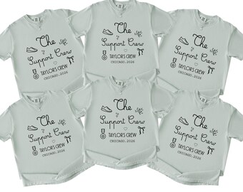 The Support Crew Race Day Group Tee Shirts, Custom Name Runner Gift