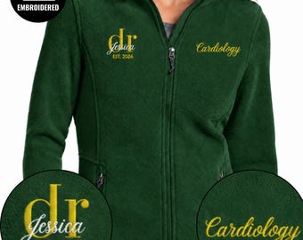 Embroidered Cardiology Full Zipper Sweatshirt, Personalized Cardiac Nurse Jacket, Custom Name Heart Care Specialist Fleece