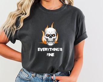 Alles ist fein Skeleton T-Shirt, Schädel Rock n Roll Shirt