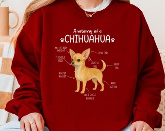 Sweatshirt Anatomie van chihuahua, cadeau hond moeder, outfit hondenliefhebber