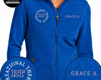 Embroidered Recreational Therapy Sweatshirt, Personalized Personalized Name RT Specialist Fleece Jacket, Therapist Gift