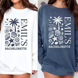 Beach Bachelorette Sweatshirt, Custom Bride Squad Tee, Shell Theme Party Pullover, Tropical Bridal Gift, Bride Tribe Tee, Beach Bride Shirt
