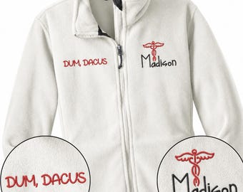 Embroidered Madison Full Zipper Jacket, Personalized Name Doctor of Veterinary Medicine Sweatshirt, Clinical Professional Fleece Wear