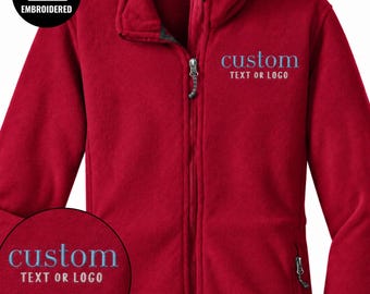 Custom Text Or Logo Embroidered Full Zipper Jacket, Personalized Business Fleece Sweatshirt