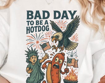 Bad Day To Be A Hotdog PNG Bundle – 9 Funny Patriotic Coquette Designs, USA Flag Shirt Clipart, 4th of July Red White Blue Sublimation