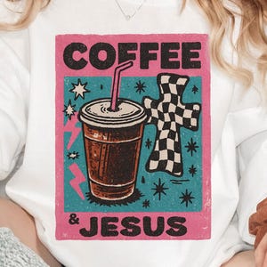 Coffee and Jesus PNG Bundle | 5 Aesthetic Faith & Retro Christian Clipart | Coffee Lover Christian Sublimation Pack | Christian Quote PNG