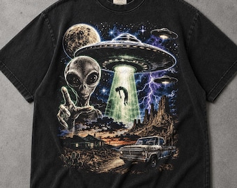 Vintage Alien UFO Shirt, Western Comfort Colors® Tee, Sci Fi Space Lover Gift
