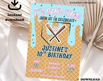Baseball Birthday Invitation: Rookie of the Year, Editable Canva Template (5x7" Printable Design)