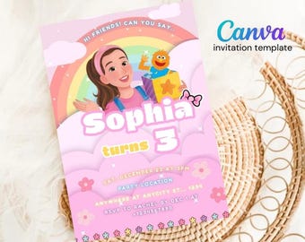 Editable Ms Rachel Birthday Invitation, Printable Party Invites (Canva Digital Template)