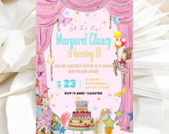 Fancy Nancy Birthday Invitation | Parisian Pink Butterfly Party Invite (Editable Template)