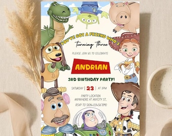 Toy Story 3rd Birthday Invitation, Editable Canva Template (Digital Download)
