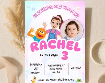 Ms. Rachel Birthday Invitation, Toddler Party Template, Editable Canva Invite (Digital Download)