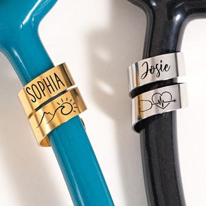Personalized Stethoscope ID Tag,Stethoscope Name Tag,Stethoscope ID Ring,Stethoscope Charm Nurse Gift For Nurse Doctor,Nurses Week Gifts