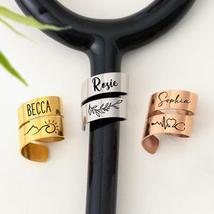 Personalized Stethoscope ID Tag,Stethoscope Name Tag,Stethoscope ID Ring,Stethoscope Charm Nurse Gift For Nurse Doctor,Nurses Week Gifts