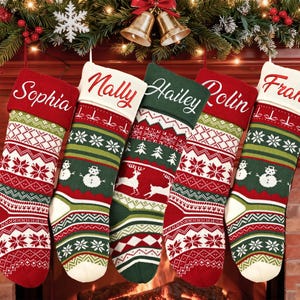 2025 Embroidered Family Christmas Stocking,Knitted Monogram Stocking With Name,Family Stockings,Personalized Holiday Stockings,Xmas Gifts